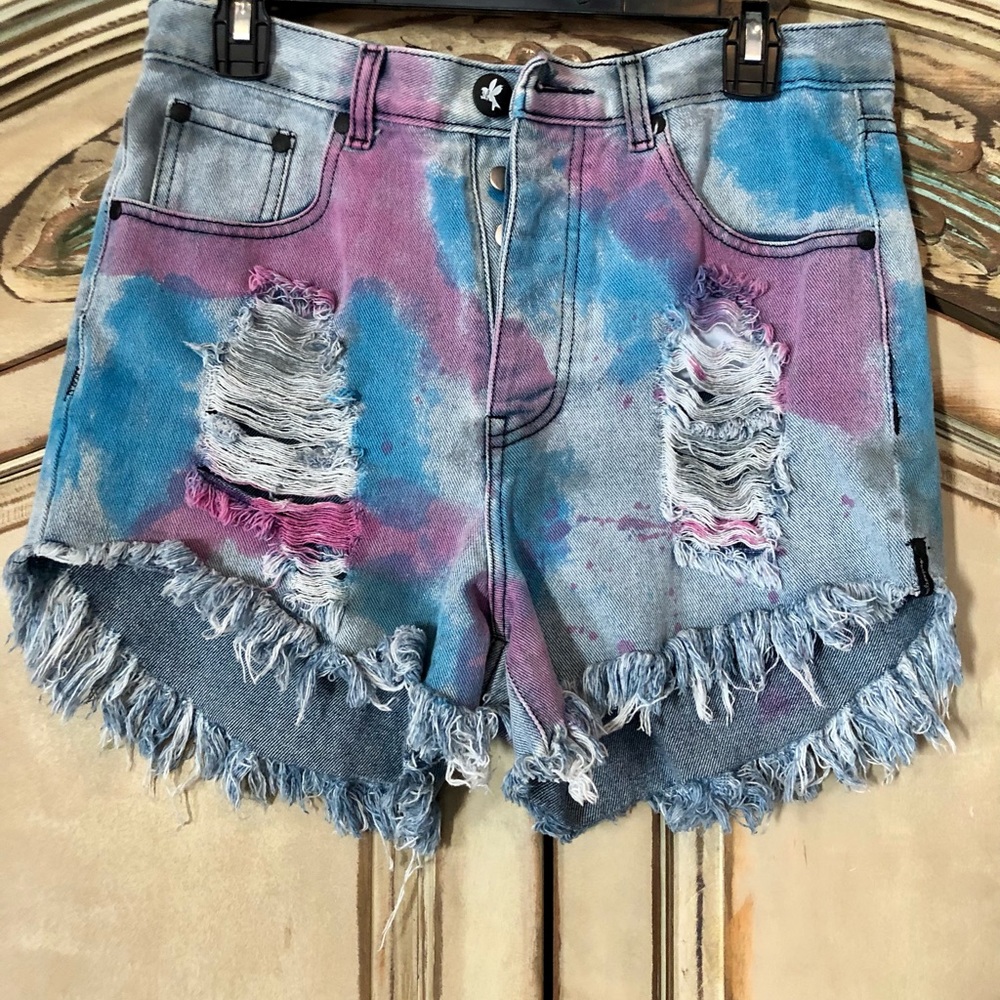 One Teaspoon Shorts Pink/Purple & Blue 
Tie Dye 25